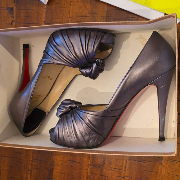 Silver Louboutin Jenny Heels, 36.5 - Picture 3 of 9